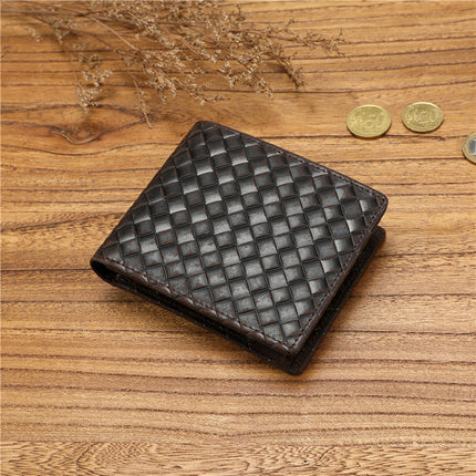 Men's Retro Crazy Horse Top Layer Cowhide Short Wallet Youth Genuine Leather Driver's License Wallet for Boyfriend Dad Gift