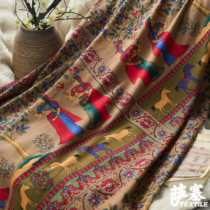 Hemp Cotton Digital Printing Fabric Printing Cotton and Linen Clothing Fabric Vintage Handmade DIY Tablecloth Patchwork Southeast Asia