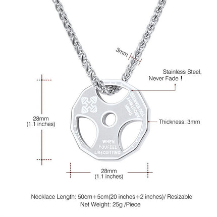 Amazon European and American New Fitness Barbell Dumbbell Accessories Stainless Steel Necklace Men's Pendant Cross-Border Jewelry