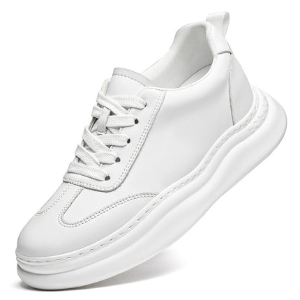 Increased 8CM Men's Shoes Thick Sole Platform Shoes Increased 6CM Board Shoes Spring and Autumn Low-top Cowhide Retro sneaker