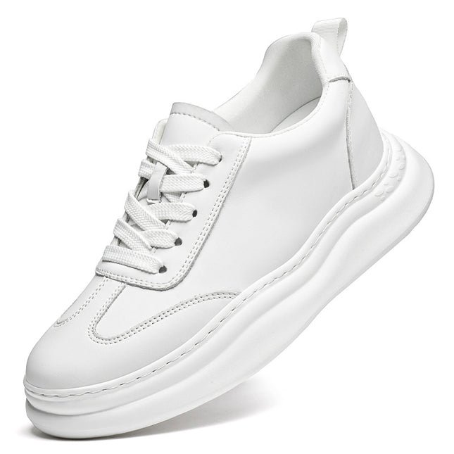 Increased 8CM Men's Shoes Thick Sole Platform Shoes Increased 6CM Board Shoes Spring and Autumn Low-top Cowhide Retro sneaker