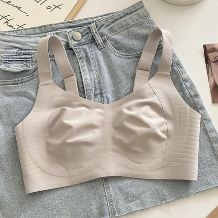 Rabbit Ear Cup Traceless Litching Underwear Summer Thin Large Chest Small Parammary Anti-sagging plus size Soft Support Bra