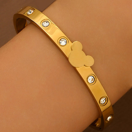 Titanium Steel Bracelet Does Not Fade, Diamond-Encrusted Real Gold Electroplated 18K Gold Stainless Steel Bracelet Douyin Cross-Border Same Style