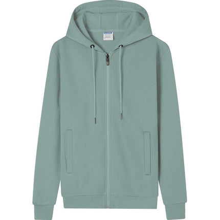 Autumn and Winter Fleece-Lined Zip-Up Hoodie Sweatshirt Unisex Workwear Long-Sleeve Jacket Casual Versatile with Logo Design