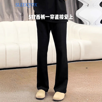 Summer Popular Micro-Flared Hong Kong Style Retro Draped Cleanfit Loose Men's Wear Handsome Extended Trousers