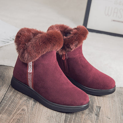 Large Size Snow Boots for Women, Fleece-Lined Warm Short Boots, Winter Thickened Cotton Shoes, Non-Slip Cloth Shoes, Mom Shoes, Winter Style