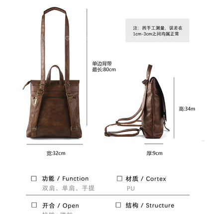 European and American Retro Cowhide Backpack Cross-border Outdoor Large Capacity Backpack Work Commuter Shoulder Bag Multifunctional Women's Bag