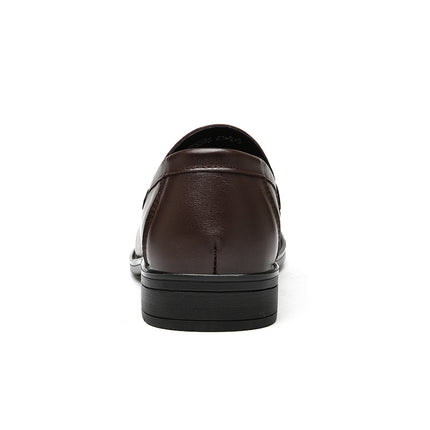 Men's Lefu leather shoes spring and summer low-top slip-on cowhide surface slip-on hollow breathable casual shoes single-layer shoes men's shoes