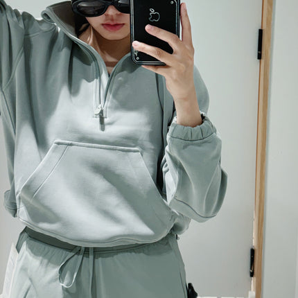 Half-Zip Sweatshirt Women's Sports Top 2025 New Jacket Petite Fitness Suit Loose Short Yoga Wear