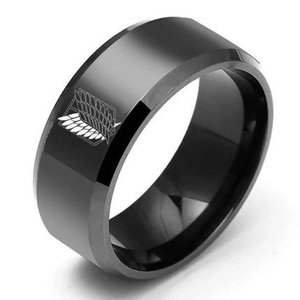 AliExpress two-dimensional round attack giant Freedom Wing logo men's and women's stainless steel ring jewelry supply