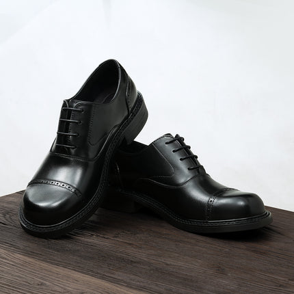 Men's Large-Toe Leather Shoes, Three-Piece Design, 2026 New Model, Business Casual British-Style Brogue, Wide-Fit Formal Oxford Shoes