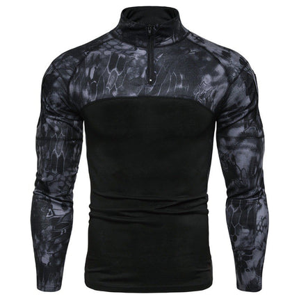 2025 Long-sleeved Slim-fit Camouflage Casual Collar Cotton Autumn Youth Tactical T-shirt