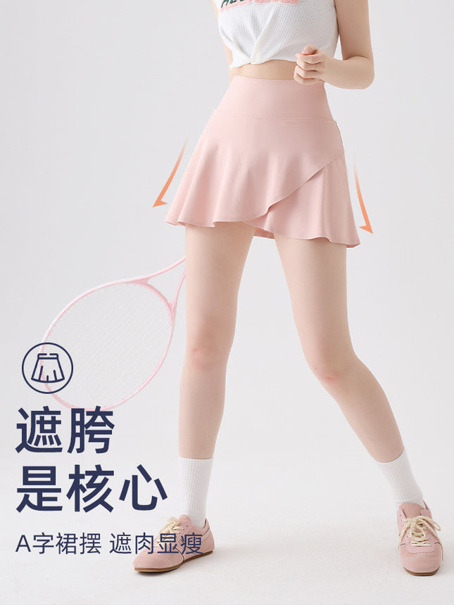 Short Anti-Exposure High-Waisted Badminton and Tennis Skirt for Women, Suitable for Training, Fitness, Running, and Yoga, Covers the Hips