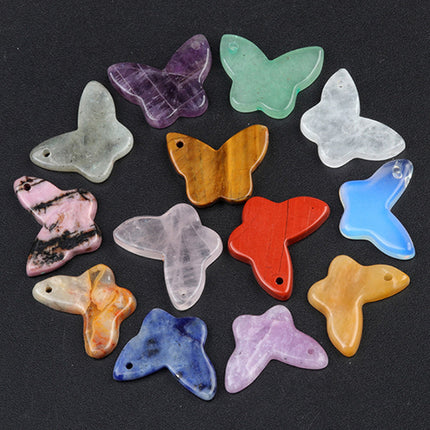 Natural Crystal Agate Stone Butterfly Pendant DIY Natural Stone Butterfly Bracelet Necklace Pendant Jewelry Accessories