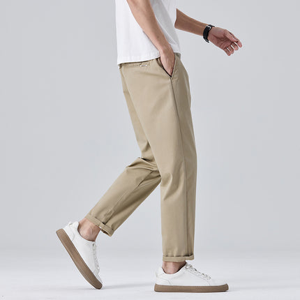 Spring and Summer Thin Tapered Light Business Casual Pants for Men, Stretchy Versatile Cropped Pants for Men
