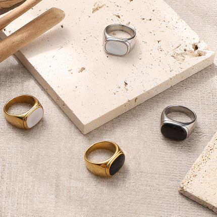 European and American Stainless Steel Ring Square Ring Gold White Ring Women Jewelry Ring Ring Wholesale