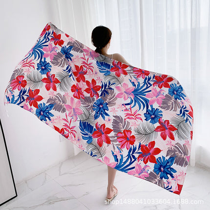 Ethnic Style Printed Silk Scarf Women's Seaside Travel Sun Protection Gauze Air Conditioning Warm Scarf Versatile Long Shawl