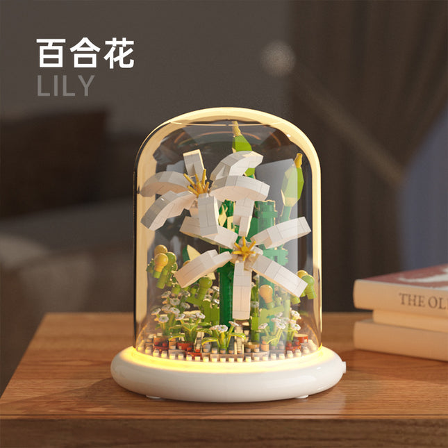 Jihui building blocks flower sunflower M1096 compatible with Lego assembled children's educational toys boys and girls gifts cross-border