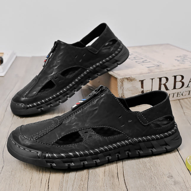 Foreign Trade Hot-Selling Summer New Products Large Size Hand-Stitched Casual Breathable Genuine Leather Toe-Cap Sandals River Shoes Beach Shoes