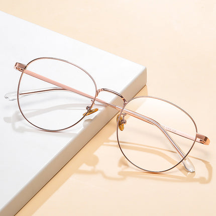 in stock anti-blue light flat mirror plain metal eye frame non-magnetic titanium adjustable degree artistic myopia mirror frame