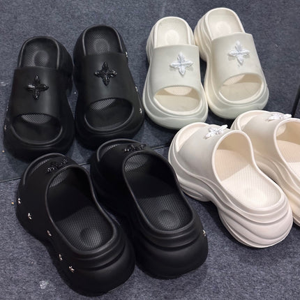 8cm New Thick-Soled Slippers for Women Summer Casual Outerwear Fashionable Slip-On Sandals for Women