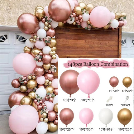 Cross-Border Amazon Balloon Chain Set Pink Opening Balloon Arch Garland Birthday Wedding Party Decoration