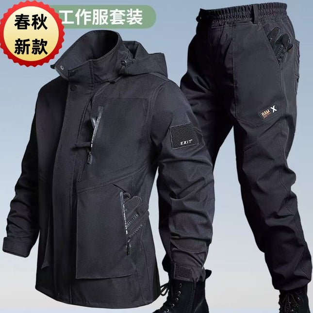Spring and Autumn New Wear-Resistant Work Clothes Loose Electric Welding Auto Repair Work Clothing Riding Function Men's and Women's Training Clothes