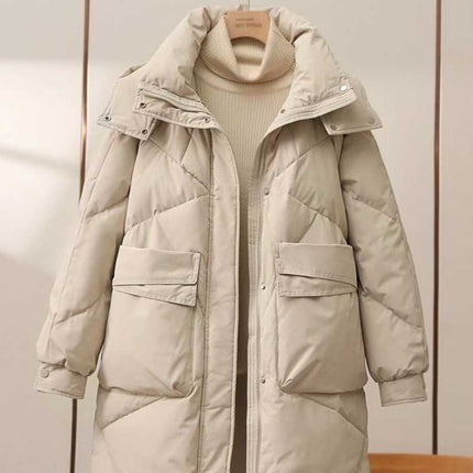 2025 New Mid-Length Green down Cotton Outwear for Women, Loose Cotton Outwear, Winter Thickeneded Warm Large Size Cotton Jacket