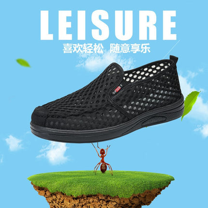 Summer New Style Old Beijing Big-Eye Mesh Dad Shoes Non-Slip Casual Fashion Urban Uncle Walking Cloth Mesh Men's Shoes