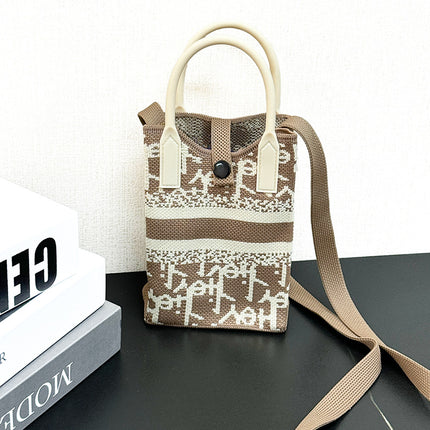 2025 Cross-Border Fly-Knit Korean Style Ins-Style Mini Crossbody Bag, Baodingbieji Phone Bag, Fashionable and Unique Knitted Bag