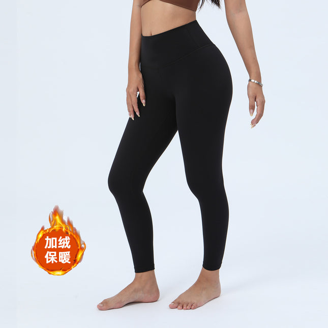 A cold winter 380g thick warm velvet autumn and winter warm yoga pants women's high waist hip sports fitness pants