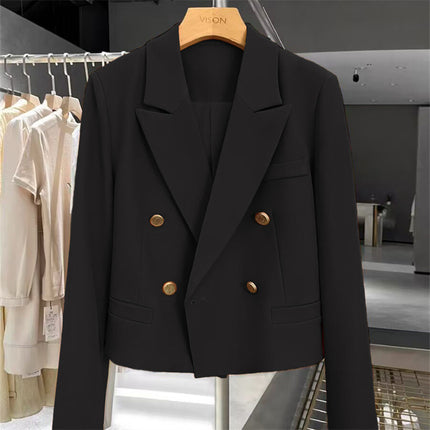 Women's Blazer 2026 Coffee Color Autumn New Style Foreign Trade Elegant Street Style Short Petite Casual Suit for Women