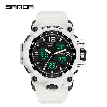 Sanda Hot-Selling Watch Korean Version Student Party Multi-Functional Waterproof Alarm Clock Electronic Watch Cool Dual Display Luminous Sports Watch