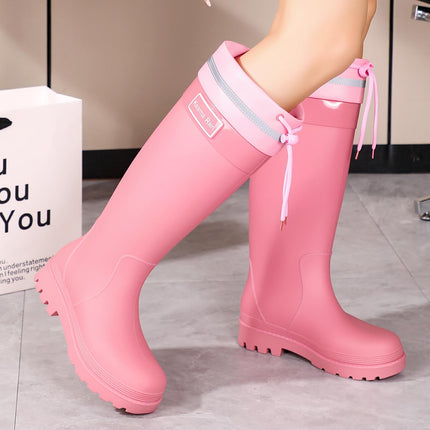 New Fashionable Women's Shoes, Extra High Women's Outer Wear Rainforest Hiking Wading Shoes, Heightening Waterproof Women's Water Shoes, Rubber Shoes and Overshoes