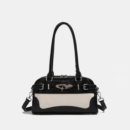 Vintage Oil Wax Leather Contrast Stitching Underarm Bag 2024 New Millennium Spice Girl Large Capacity Shoulder Crossbody Pillow Bag