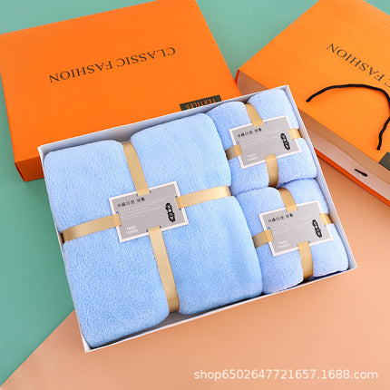 Wholesale coral fleece gift box bath towel three-piece company annual meeting activities hand gift towel gift suit LOGO