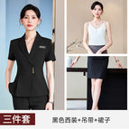 Black suit + suspenders + skirt / S