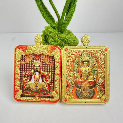 2025 New Dragon Wuye Zodiac Thangka Pendant Wuye Manjushri Double-Sided Copper Gilded Twelve Zodiac Mascot