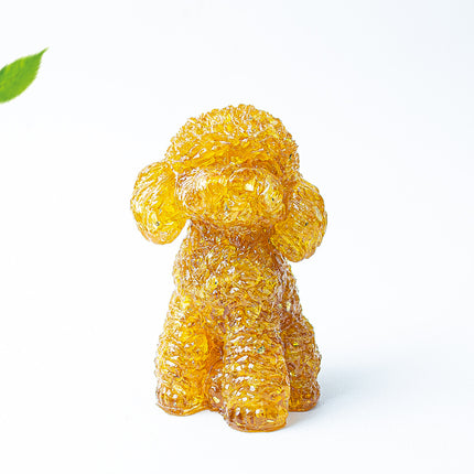 Natural Crystal Crushed Stone Resin Teddy Dog Animal Figurine Decoration for Home Desktop Decoration Cute Amethyst