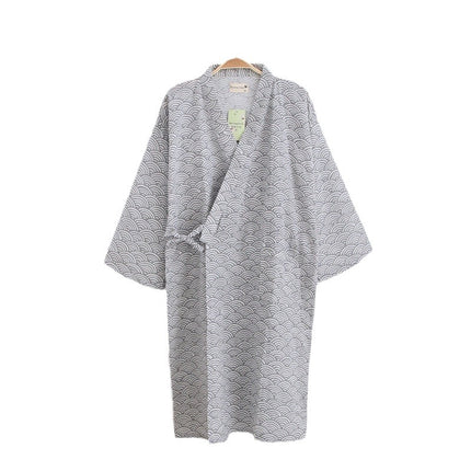 Couple's Pure Cotton Gauze Kimono Nightgown Spring and Summer Japanese Nightgown Men's Sweat Steamed Bathrobe Thin Women's Nightgown