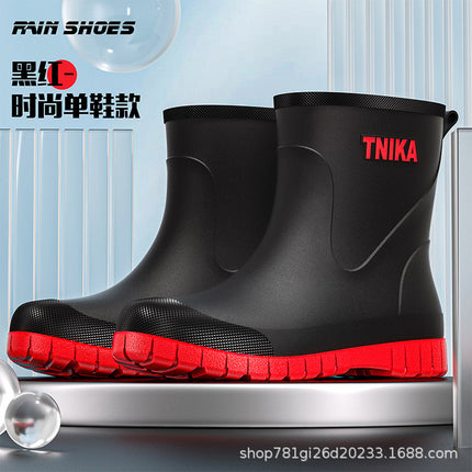 2025 Cross-border Men's Rain Boots Water Shoes Waterproof Wear-resistant Rubber Shoes Rain Boots Non-slip Short PVC Water Boots