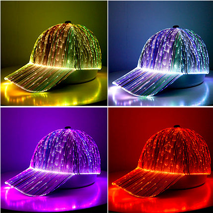Cross-border tremolo LED fiber optic glow cap concert bar glow baseball cap cap party performance cap