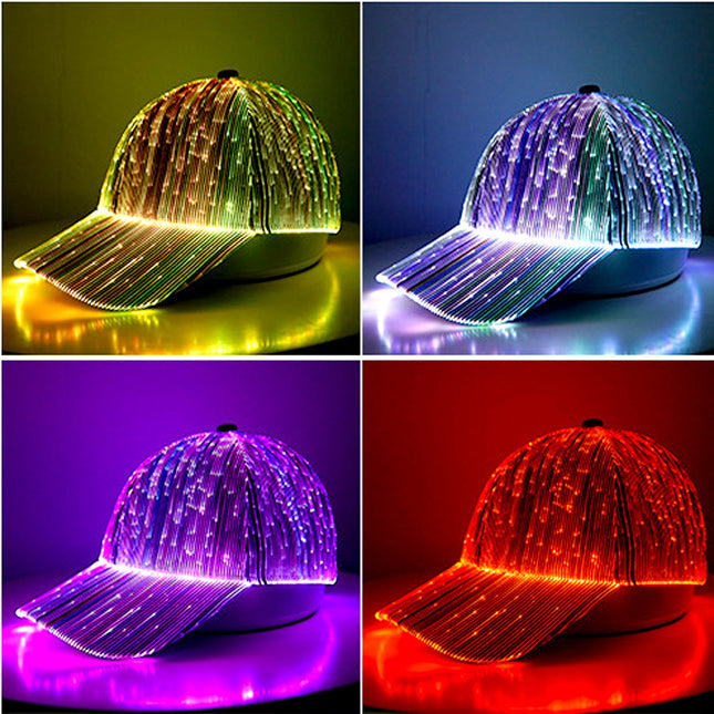 Cross-border tremolo LED fiber optic glow cap concert bar glow baseball cap cap party performance cap