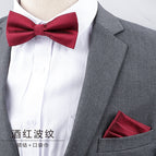 Wine red corrugated bow tie + pocket towel