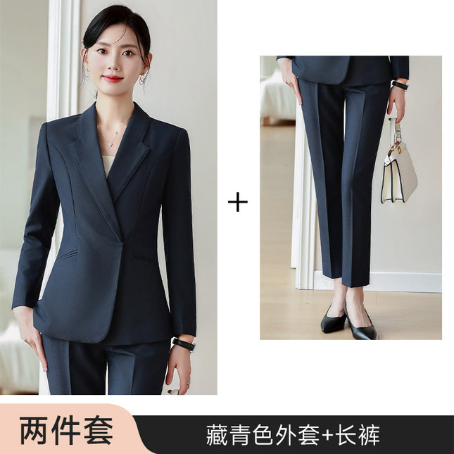 Grey Professional Long-sleeved Suit suit Women's 2024 Temperament Autumn Hotel Front Desk Work Clothes High-end Jewelry Store Fixtures