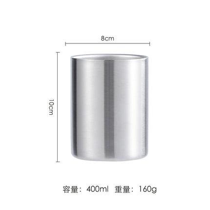 Wholesale Double-Layer Anti-Scald Mug with Handle, 304 Stainless Steel Water Cup with Lid, Children's Business Cup, Customizable with Logo
