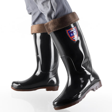 Wholesale Brown Quick-Drying Waterproof Rain Boots for Men, Labor Protection, Non-Slip, Acid and Alkali Resistant, Thickened High-Top Men's Water Boots