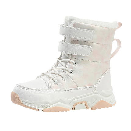 Girls' Snow Boots with Plush Lining, Thickened Cotton Shoes, High-Top Waterproof Large Cotton Shoes, Winter Children's Shoes for Cold Protection and Warmth, Factory Direct Sale