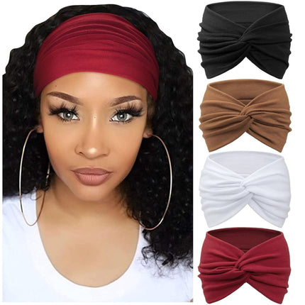 New European Women's Extra Wide Headband Large Headscarf Hair Tie Non-Slip Bohemian Elastic Hairband Twist Hair Accessory Versatile
