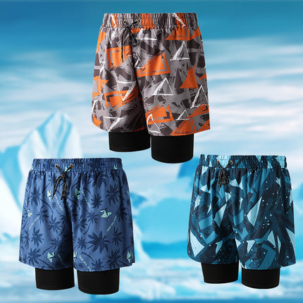 Anti-Embarrassment Men's Swimming Trunks Set Sun Protection Boys Swimming Equipment Swimming Trunks Loose Large Size Beach Trunks Swimming Trunks